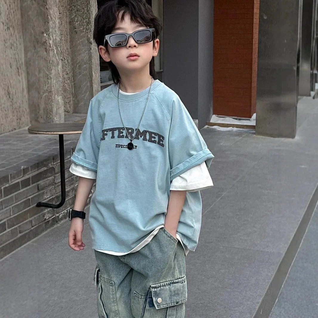 Spring Summer New Children's Short Sleeve T-shirt - Mom & Kids
