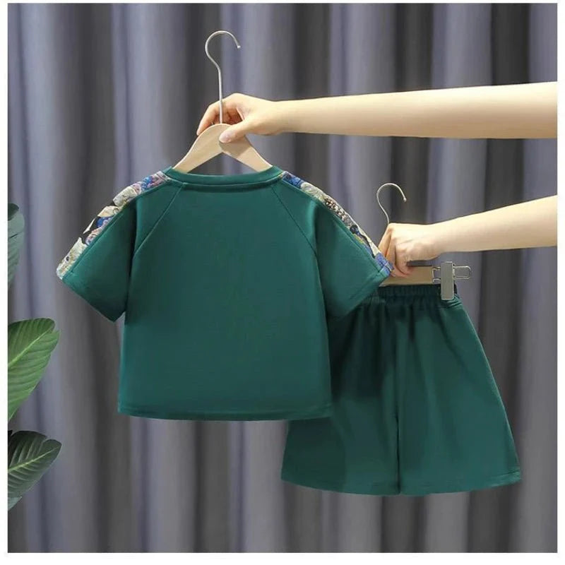 Summer Baby Boy Clothes Set Children Girls Fashion Bear Printed T-shirts and Shorts 2pcs Suit Kid Casual Top Bottom Outfiots - Mom & Kids
