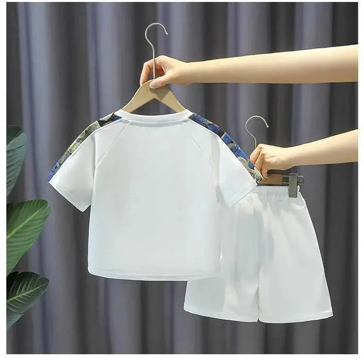 Summer Baby Boy Clothes Set Children Girls Fashion Bear Printed T-shirts and Shorts 2pcs Suit Kid Casual Top Bottom Outfiots - Mom & Kids