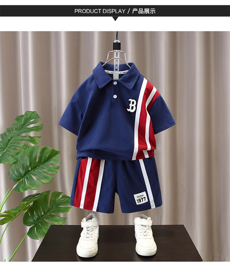 Summer Baby Boys Clothes Suits Kids Patchwork POLO Shirts and Shorts 2pcs Suit Children Short Sleeve Tracksuits Boys Sports Set - Mom & Kids