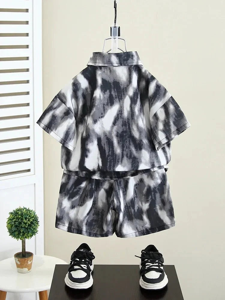 Summer Boys Clothes Suit Fashion Children's Shirt+Shorts 2Pcs/Set Toddler Wedding Party Suit Kids Vacation Outfit 2-11 Years - Mom & Kids