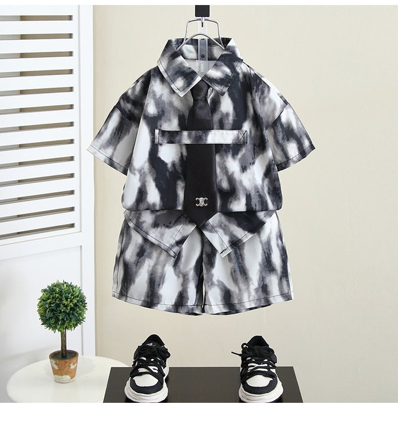 Summer Boys Clothes Suit Fashion Children's Shirt+Shorts 2Pcs/Set Toddler Wedding Party Suit Kids Vacation Outfit 2-11 Years - Mom & Kids
