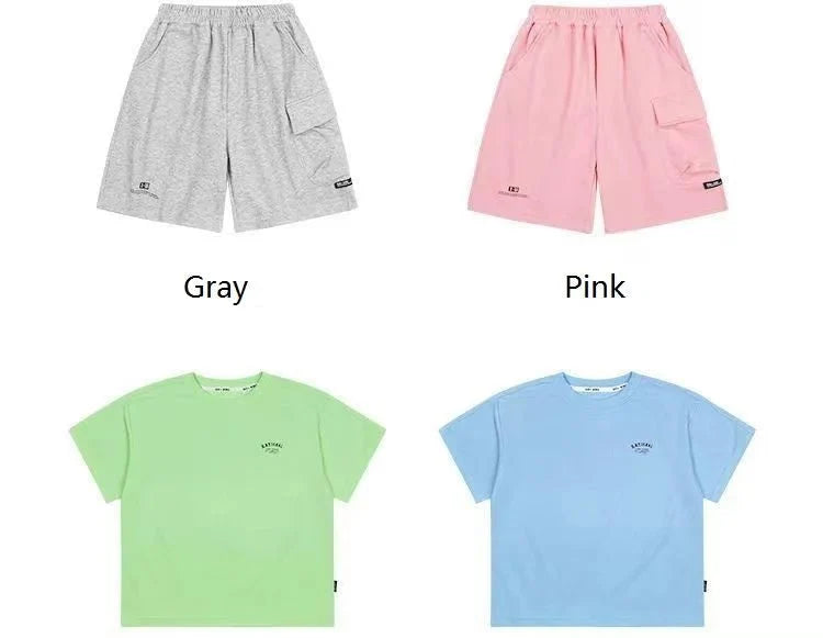 Summer Casual Boys Cotton Loose Alphabet T-shirt Tops+Short Pants Set School Kids Tracksuit Children 2-Piece Outfit Suit 2-14Yrs - Mom & Kids