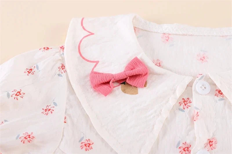 Summer Fashion Baby Clothes Suit Children Short Sleeved Flower Shirt Shorts 2Pcs/Sets Kids Girls Clothing Infant Casual Costume - Mom & Kids