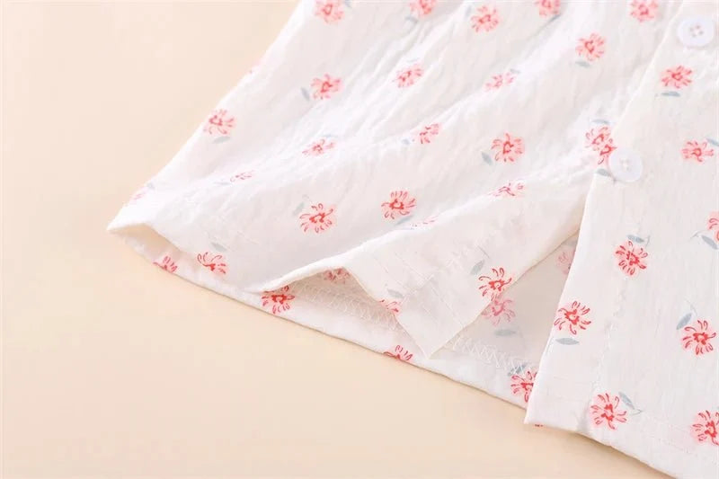 Summer Fashion Baby Clothes Suit Children Short Sleeved Flower Shirt Shorts 2Pcs/Sets Kids Girls Clothing Infant Casual Costume - Mom & Kids