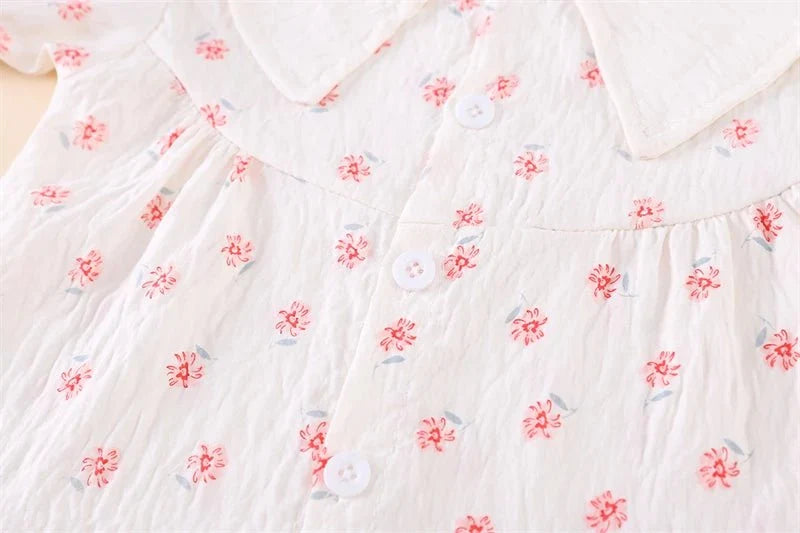 Summer Fashion Baby Clothes Suit Children Short Sleeved Flower Shirt Shorts 2Pcs/Sets Kids Girls Clothing Infant Casual Costume - Mom & Kids