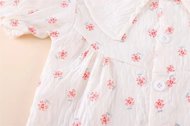 Summer Fashion Baby Clothes Suit Children Short Sleeved Flower Shirt Shorts 2Pcs/Sets Kids Girls Clothing Infant Casual Costume - Mom & Kids