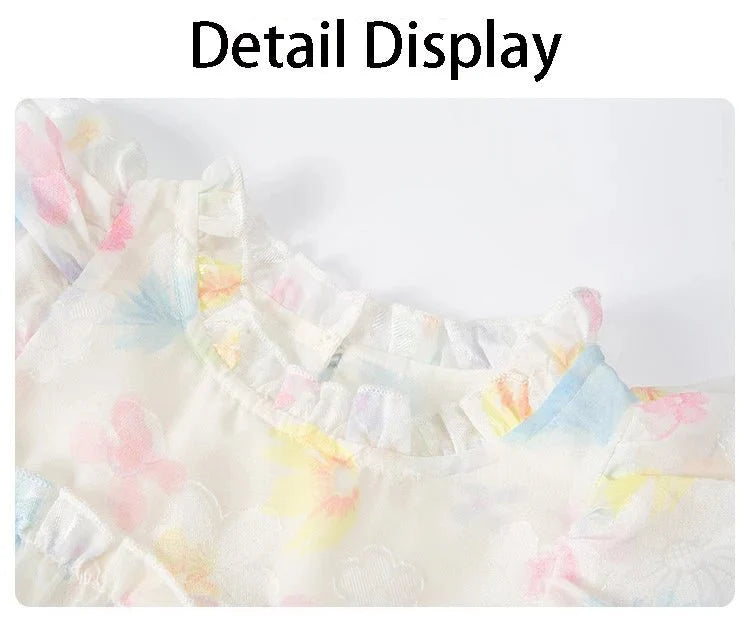 Summer girl's dress new style children's Western style floral chiffon princess dress printed baby's park play skirt - Mom & Kids