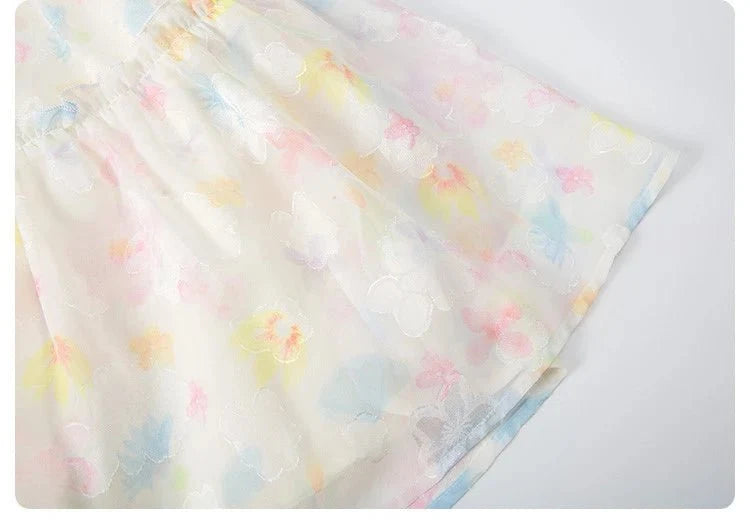 Summer girl's dress new style children's Western style floral chiffon princess dress printed baby's park play skirt - Mom & Kids