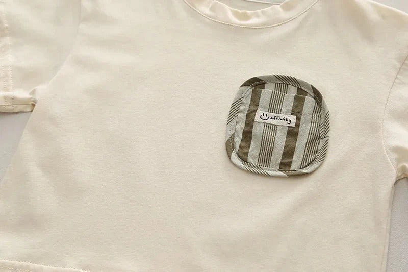 Summer Kid's Clothing Sets Boys' Short Sleeve Outfit Vertical Stripes T-shirt Pants 2Pcs Trendy Children's Costume Stylish - Mom & Kids