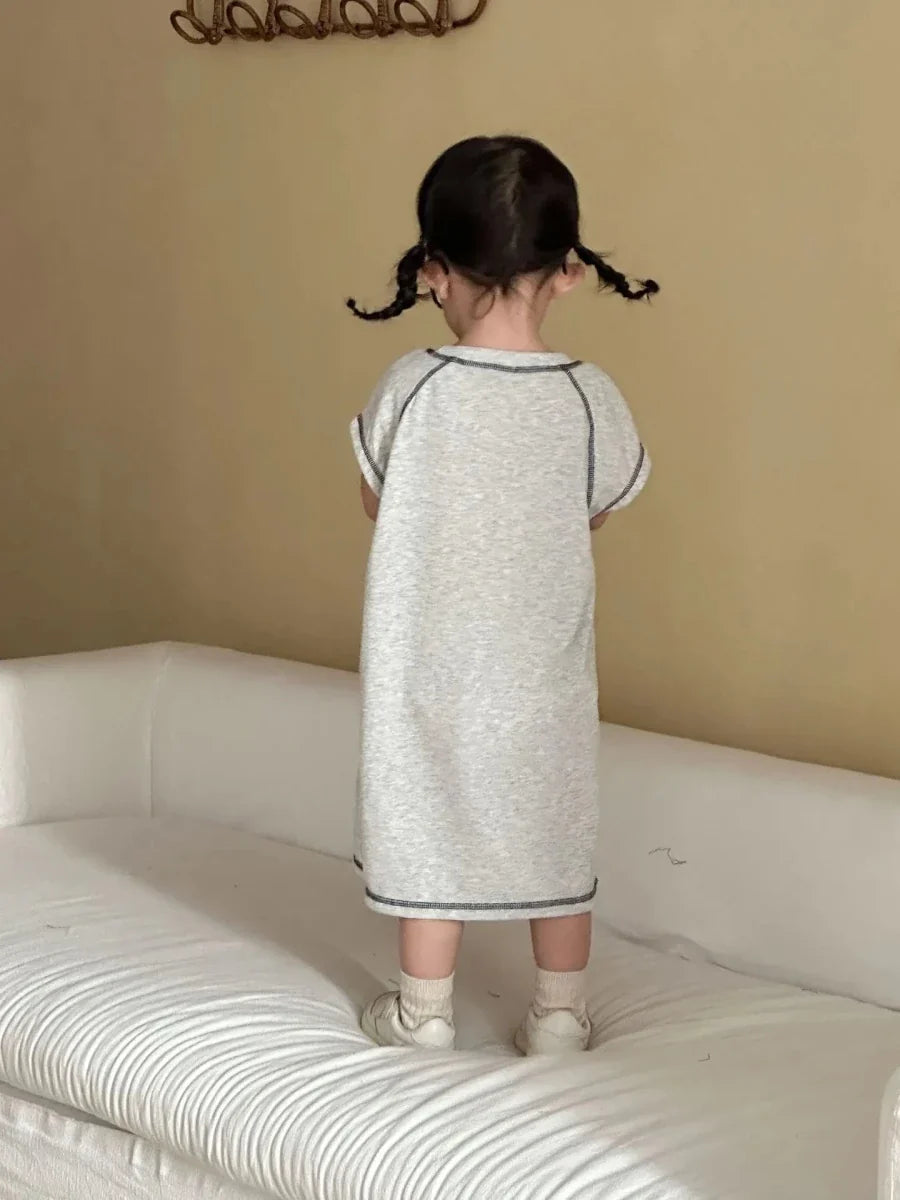 Summer New Children Short Sleeve Clothes Set Boys Letter Print T Shirts 2pcs Suit Girls Vest Dress Kids Brother Sisters Set - Mom & Kids