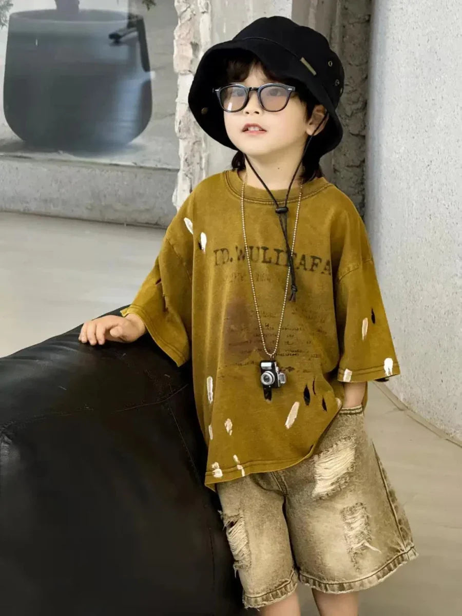 Summer Outfit New Perforated Denim Shorts Children's Clothing - Mom & Kids