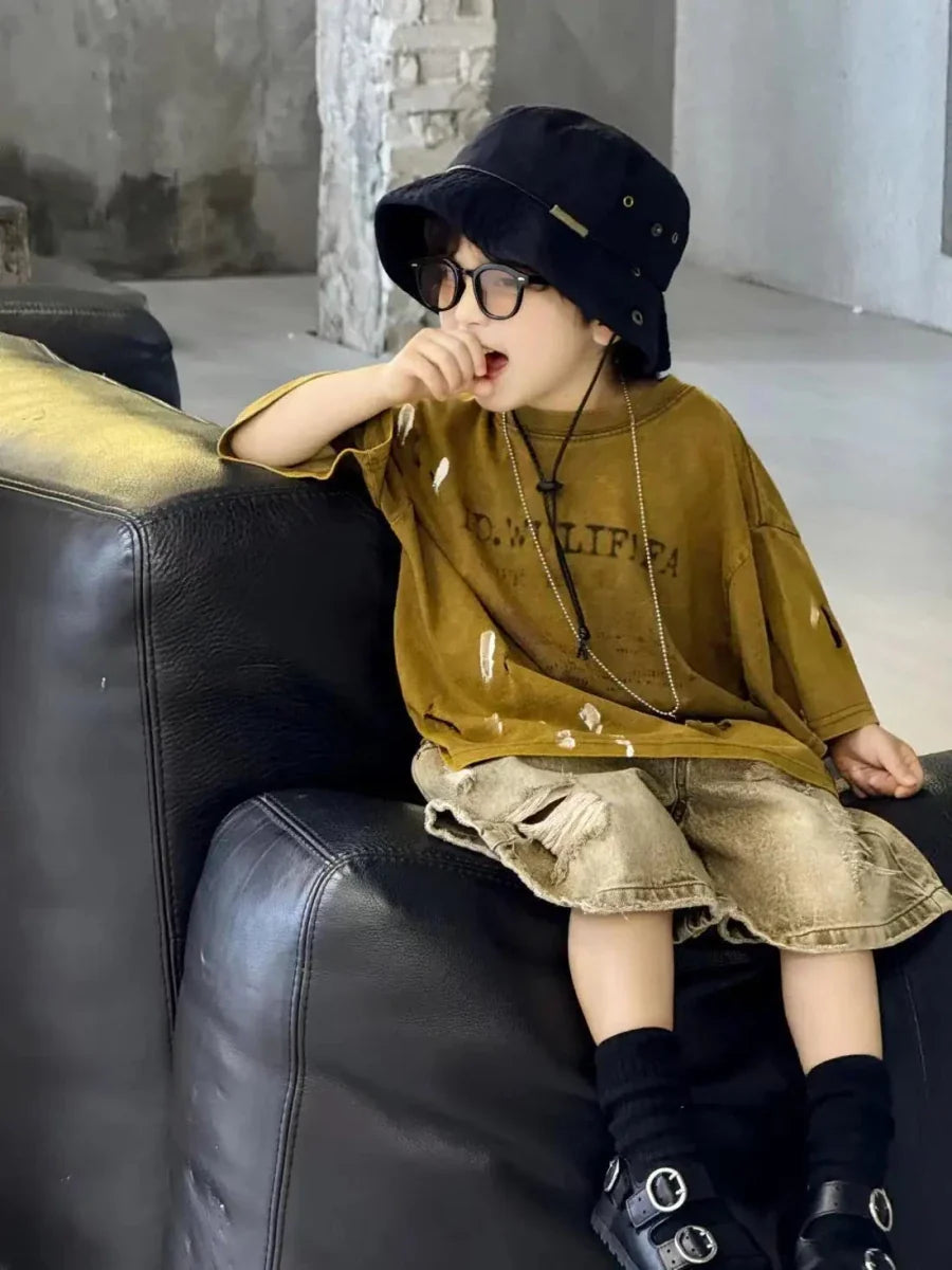 Summer Outfit New Perforated Denim Shorts Children's Clothing - Mom & Kids
