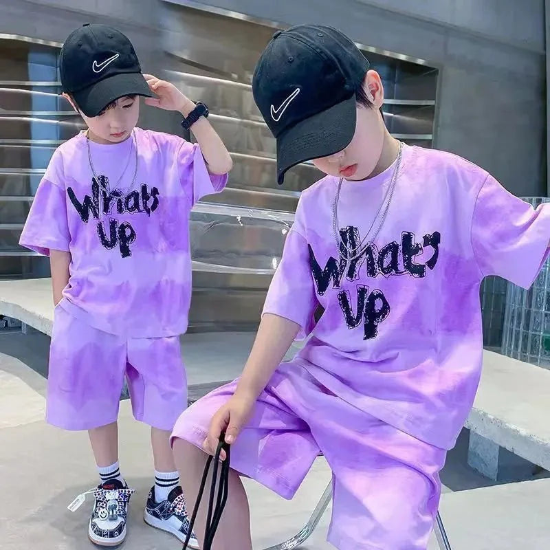Teenage Boy Set kid clothing Suit Cotton Summer Outing Clothes Top Shorts 2PCS Clothing for Children's