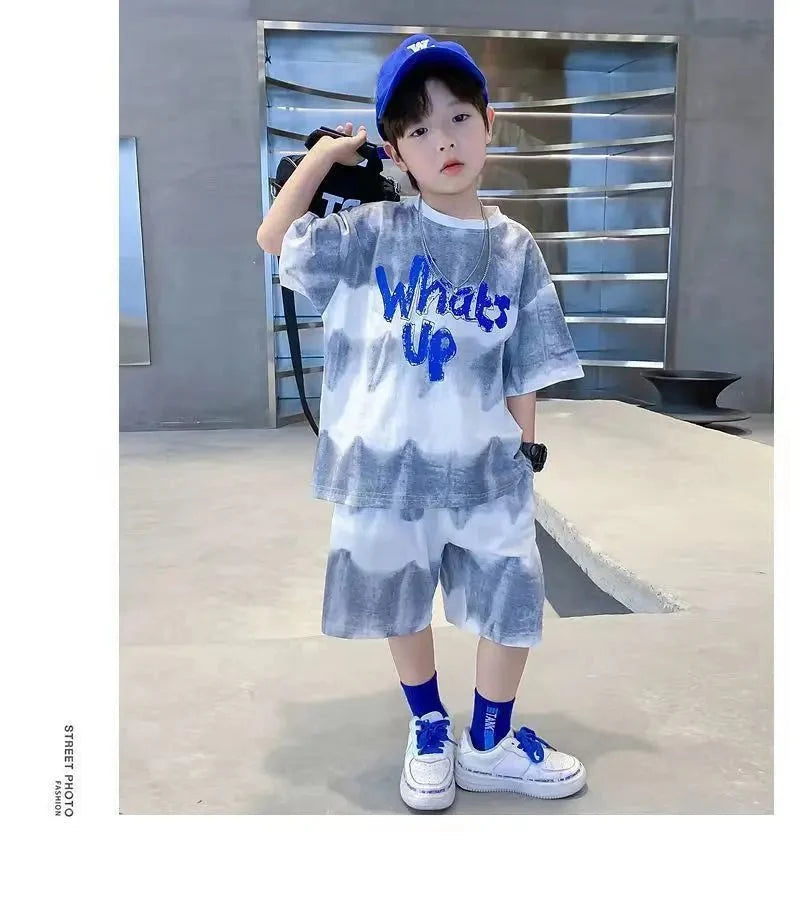 Teenage Boy Set kid clothing Suit Cotton Summer Outing Clothes Top Shorts 2PCS Clothing for Children's - Mom & Kids