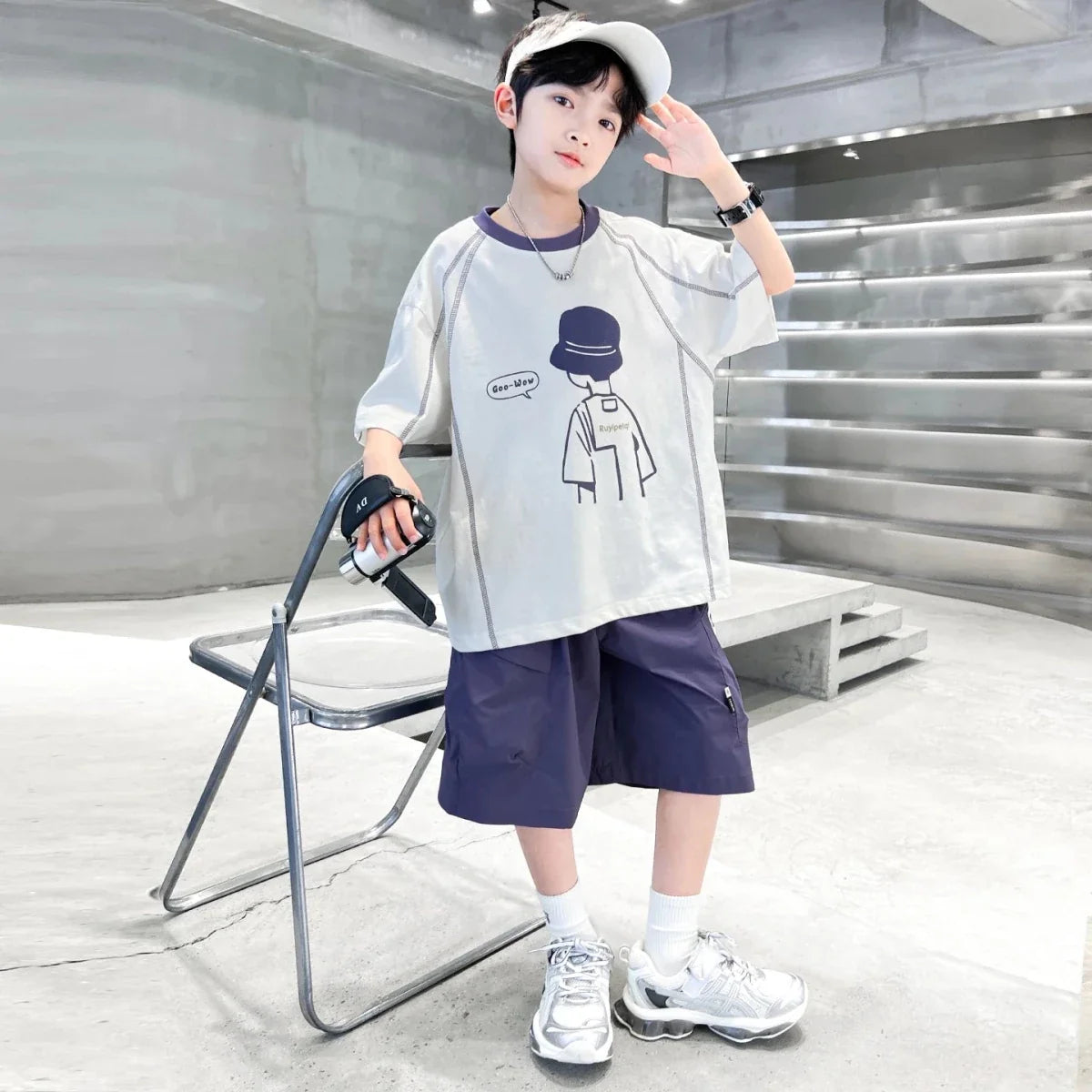 Teenage Summer Tracksuit for Boy with Shorts Tshirt 2 Piece Top and Bottom Clothes Set Kids Child Casual Cotton Outfit Suit Wear - Mom & Kids