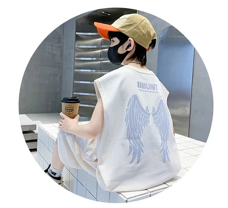 Teenage Summer Tracksuit for Boy with Shorts Tshirt 2 Piece Top and Bottom Clothes Set Kids Child Casual Cotton Outfit Suit Wear - Mom & Kids