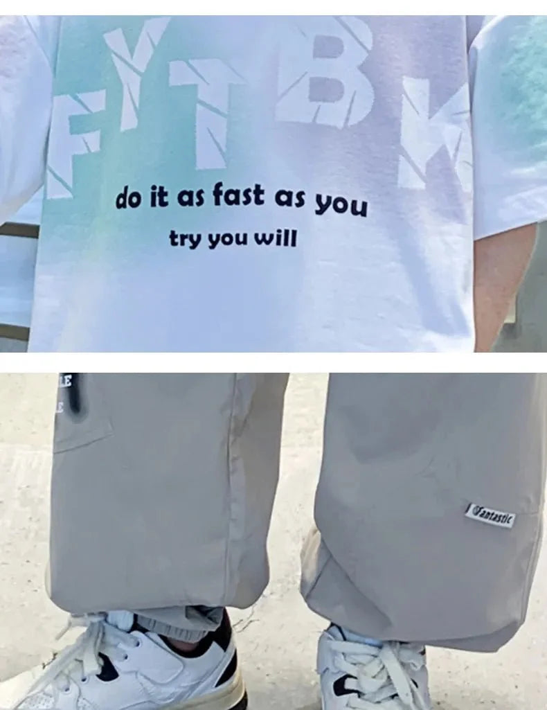 Teenager Boys Clothes Casual Outfit Kids Gradient Tracksuit Child t shirt + ankle tie pant - Mom & Kids