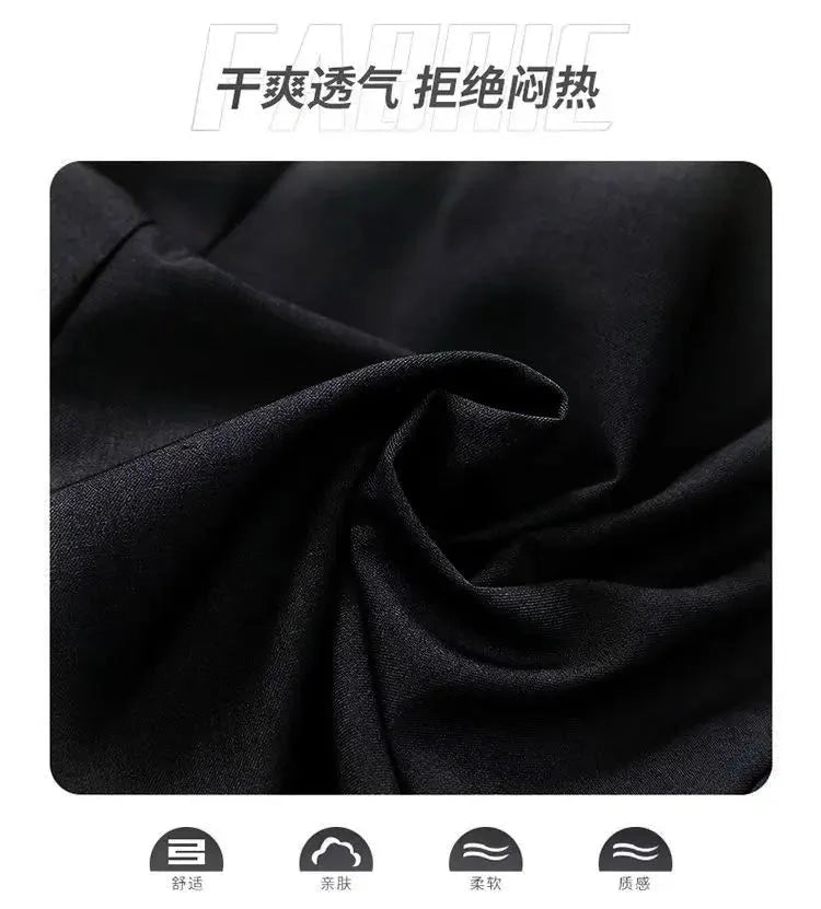 Teens Boys Summer Set Children's Wear Thin 2025 New Handsome British Style Boy White Cotton Short Sleeved Shirt+Black Shorts+Tie - Mom & Kids